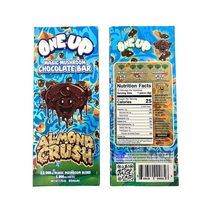 One Up Amanita Magic Mushroom Chocolate Bar – Almond Crunch